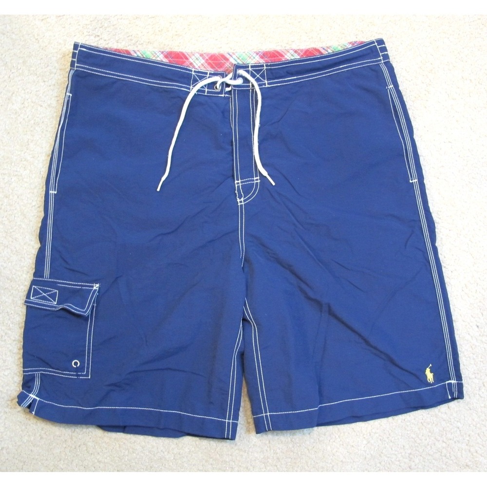 Polo Ralph Lauren Drawstring Swim Shorts Men's XL Navy Blue Mesh Lined Trunks